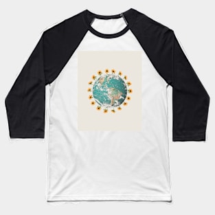 Earth planet and sunflowers Baseball T-Shirt